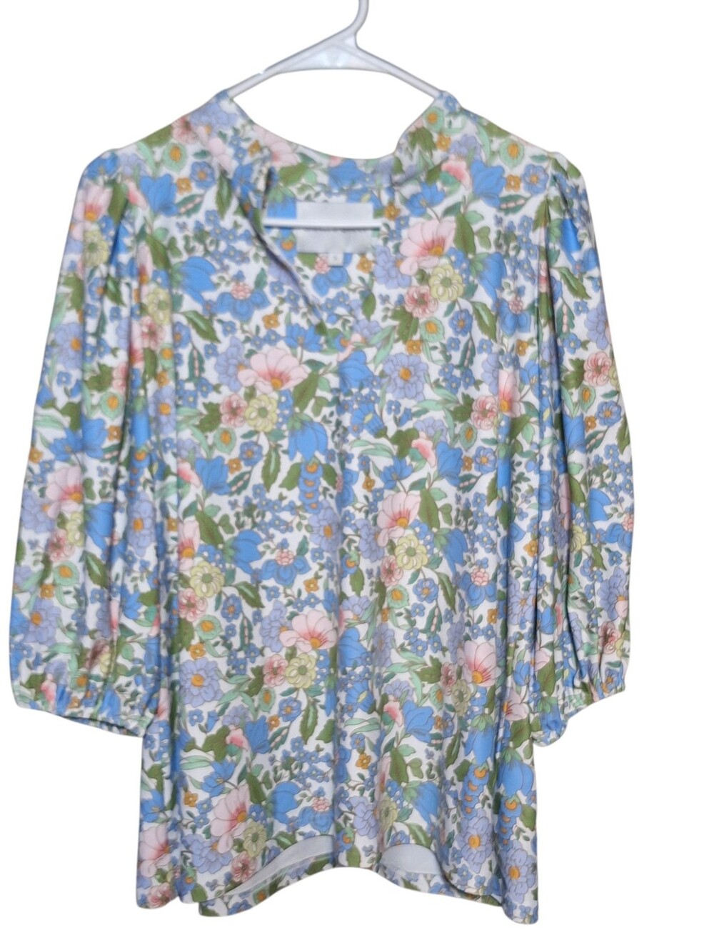 Smith & Quinn Women Small Floral Balloon Sleeve Blouse Cottage Boho Garden Party